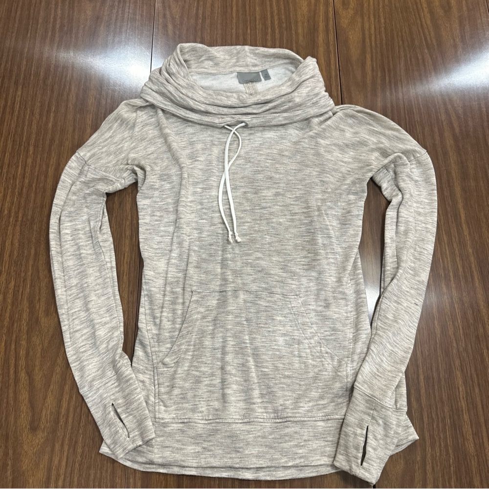 Athleta Pullover Cowl Neck Lightweight Marbled Tan/white Sweatshirt Size XS